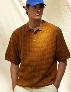 Men Forét T-Shirts-Loch Polo Knit-Rubber