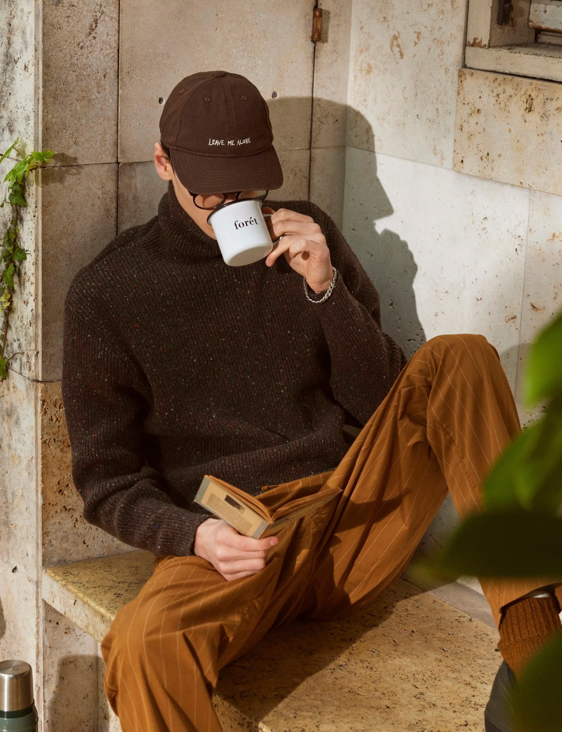 Men Forét Knitwear-Marsh Puzzle Turtleneck-Brown