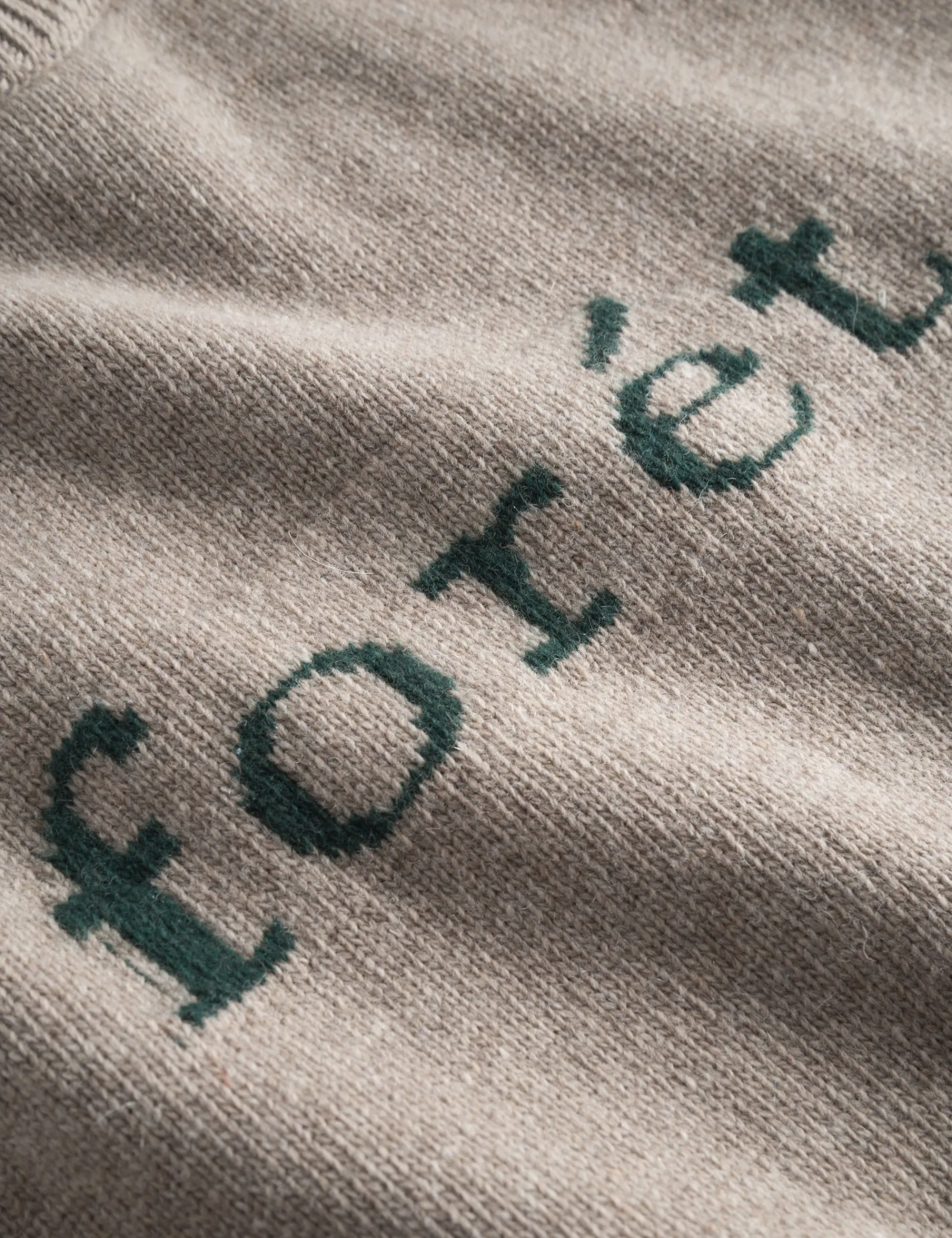 Men Forét Sweatshirts-Meadow Wool Knit-Khaki/Darkgreen