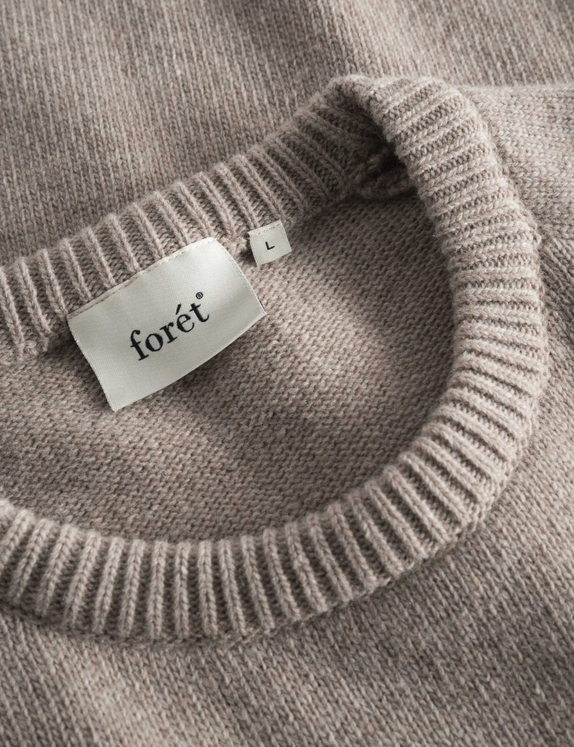 Men Forét Sweatshirts-Meadow Wool Knit-Khaki/Darkgreen
