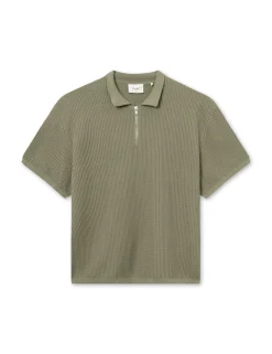 Men Forét Knitwear-Moment Half Zip Knit-Dusty Olive