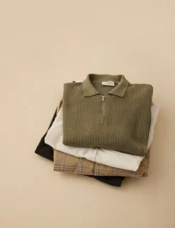 Men Forét Knitwear-Moment Half Zip Knit-Dusty Olive
