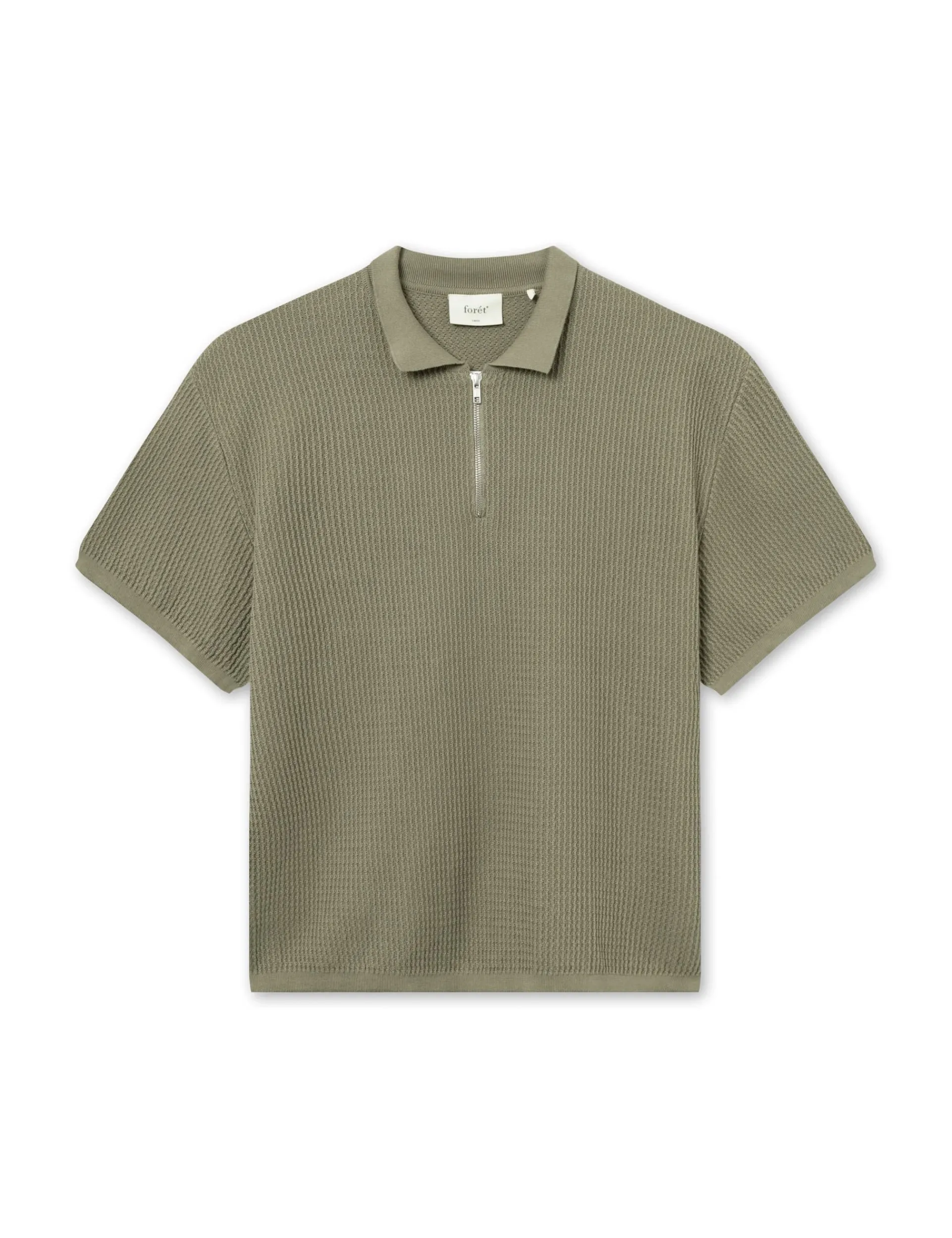 Men Forét T-Shirts-Moment Half Zip Knit-Dusty Olive