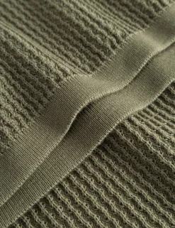 Men Forét T-Shirts-Moment Half Zip Knit-Dusty Olive