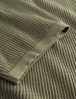 Men Forét T-Shirts-Moment Half Zip Knit-Dusty Olive