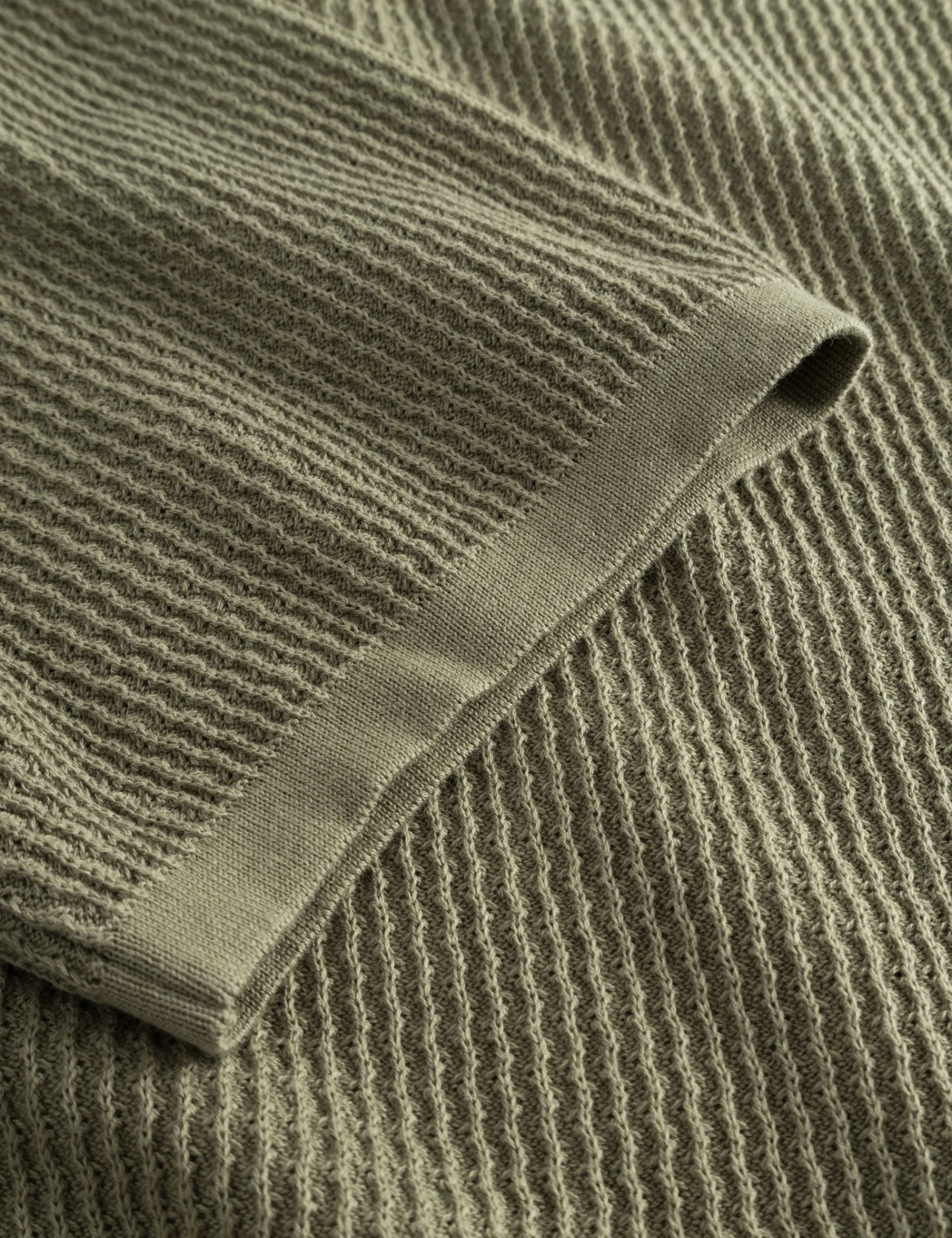 Men Forét T-Shirts-Moment Half Zip Knit-Dusty Olive