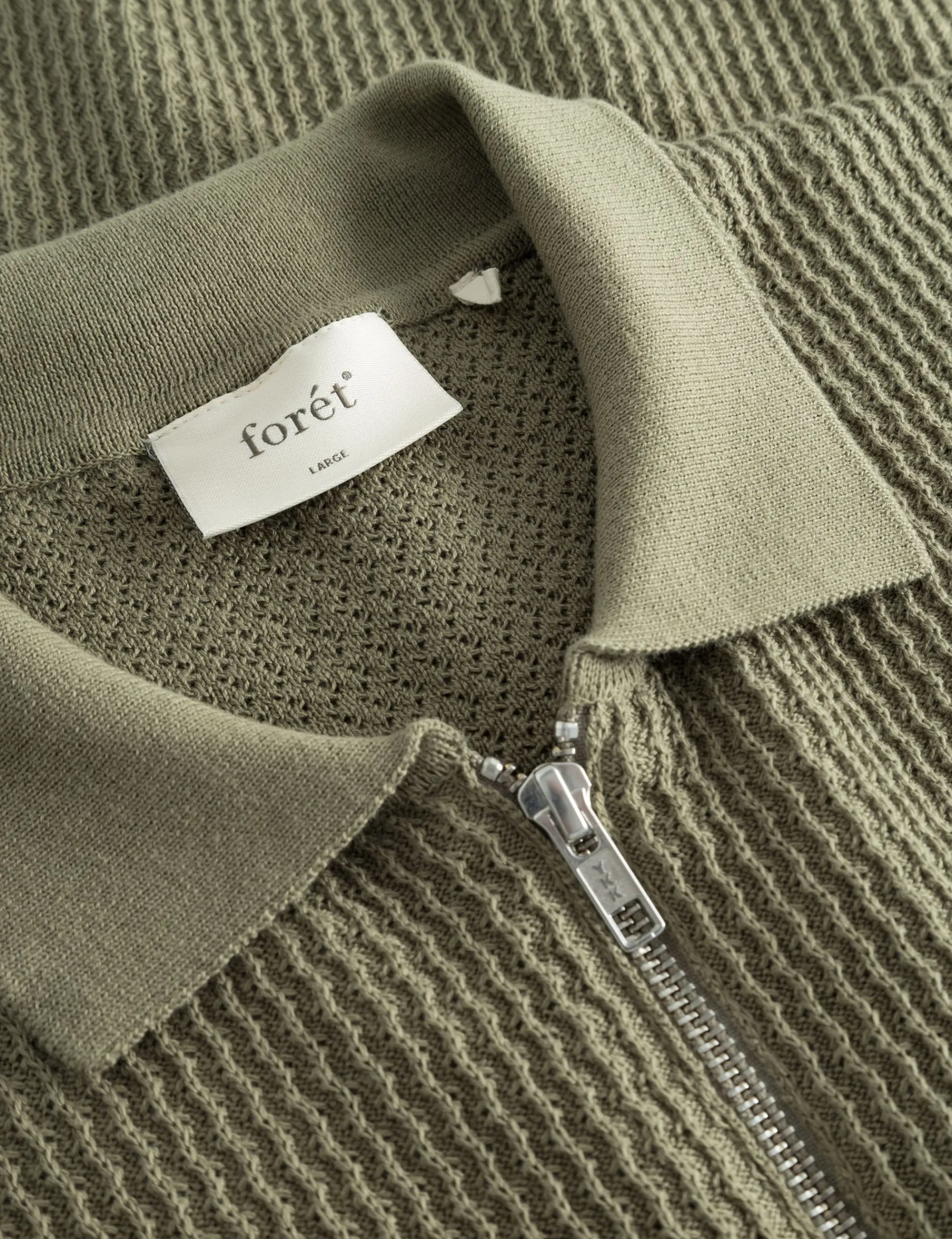 Men Forét T-Shirts-Moment Half Zip Knit-Dusty Olive