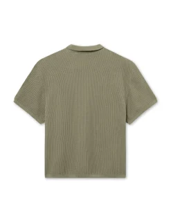 Men Forét T-Shirts-Moment Half Zip Knit-Dusty Olive