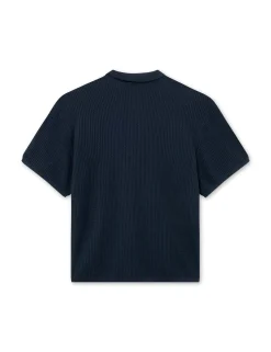 Men Forét T-Shirts-Moment Half Zip Knit-Navy