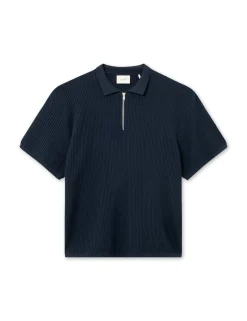 Men Forét Knitwear-Moment Half Zip Knit-Navy