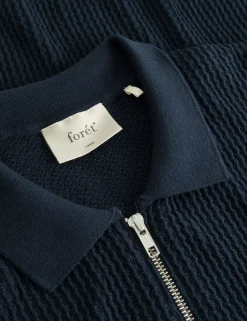 Men Forét Knitwear-Moment Half Zip Knit-Navy