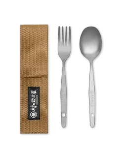 Men Forét Outdoor Goods-Muranokajiya X Foret-Fork & Spoon Set-Titanium