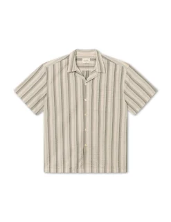 Men Forét Shirts-Otter Seerssucker Ss Shirt-Grey Stripe