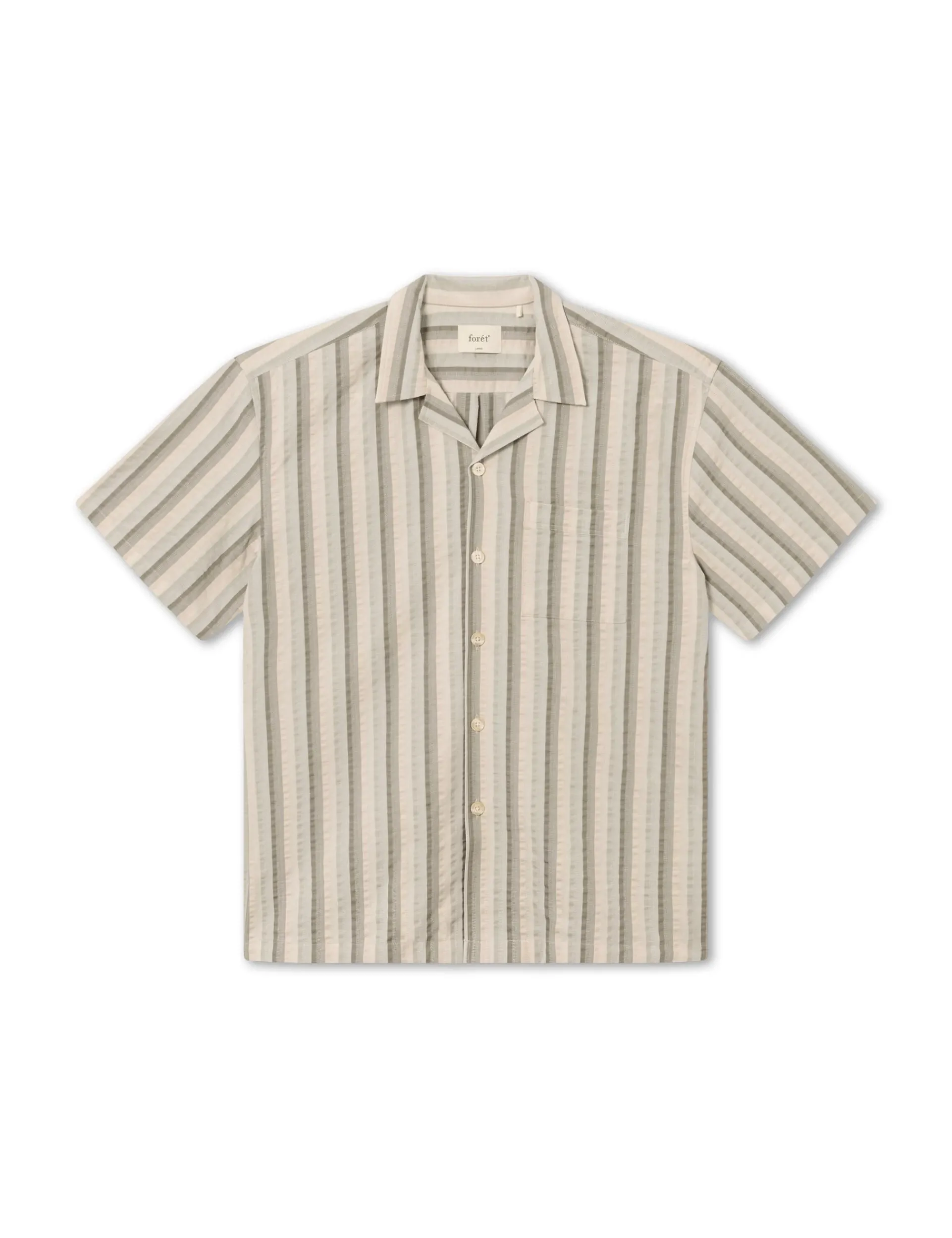 Men Forét Shirts-Otter Seerssucker Ss Shirt-Grey Stripe