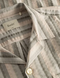 Men Forét Shirts-Otter Seerssucker Ss Shirt-Grey Stripe