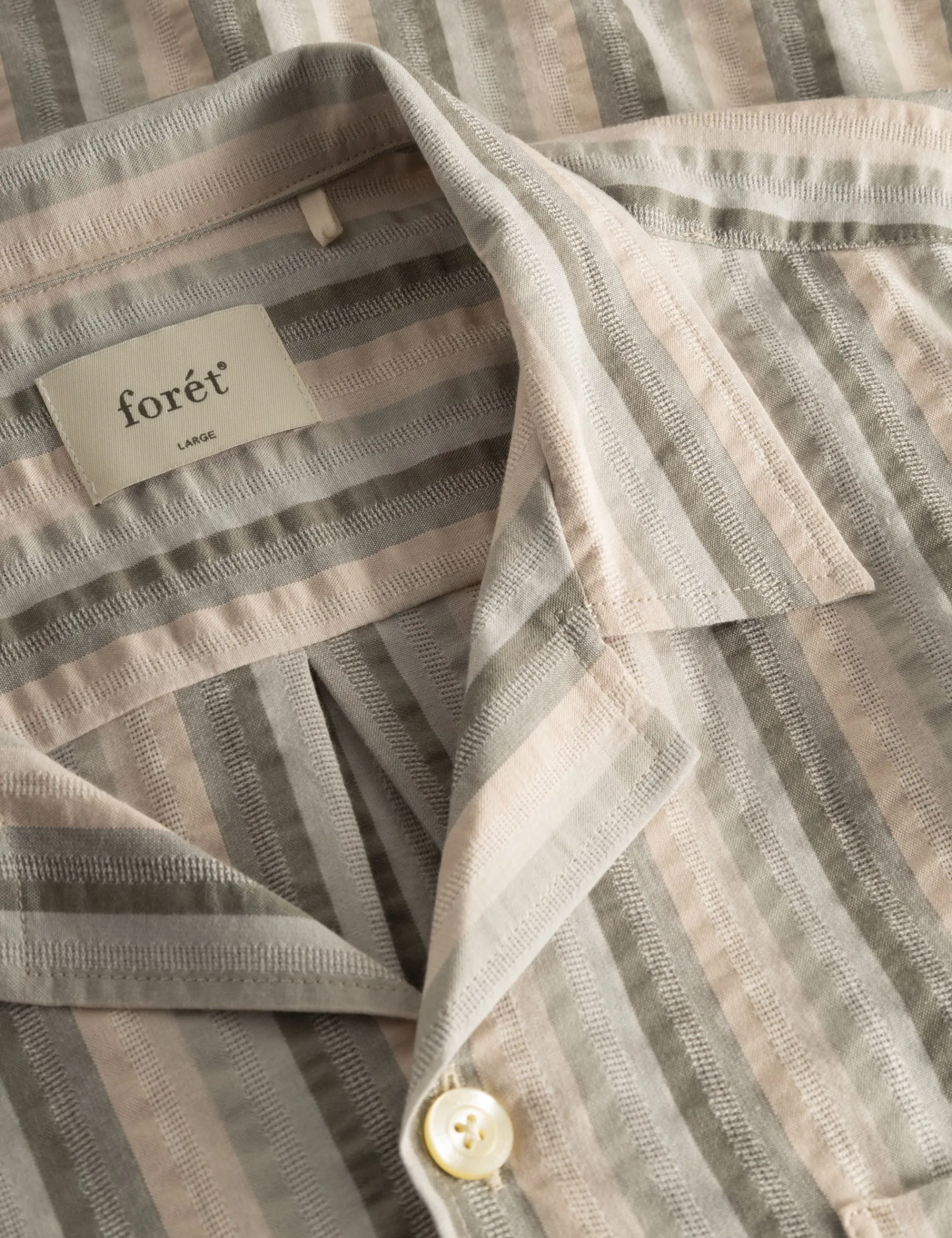 Men Forét Shirts-Otter Seerssucker Ss Shirt-Grey Stripe