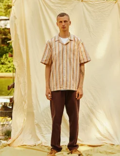Men Forét Shirts-Otter Seerssucker Ss Shirt-Rubber Stripe