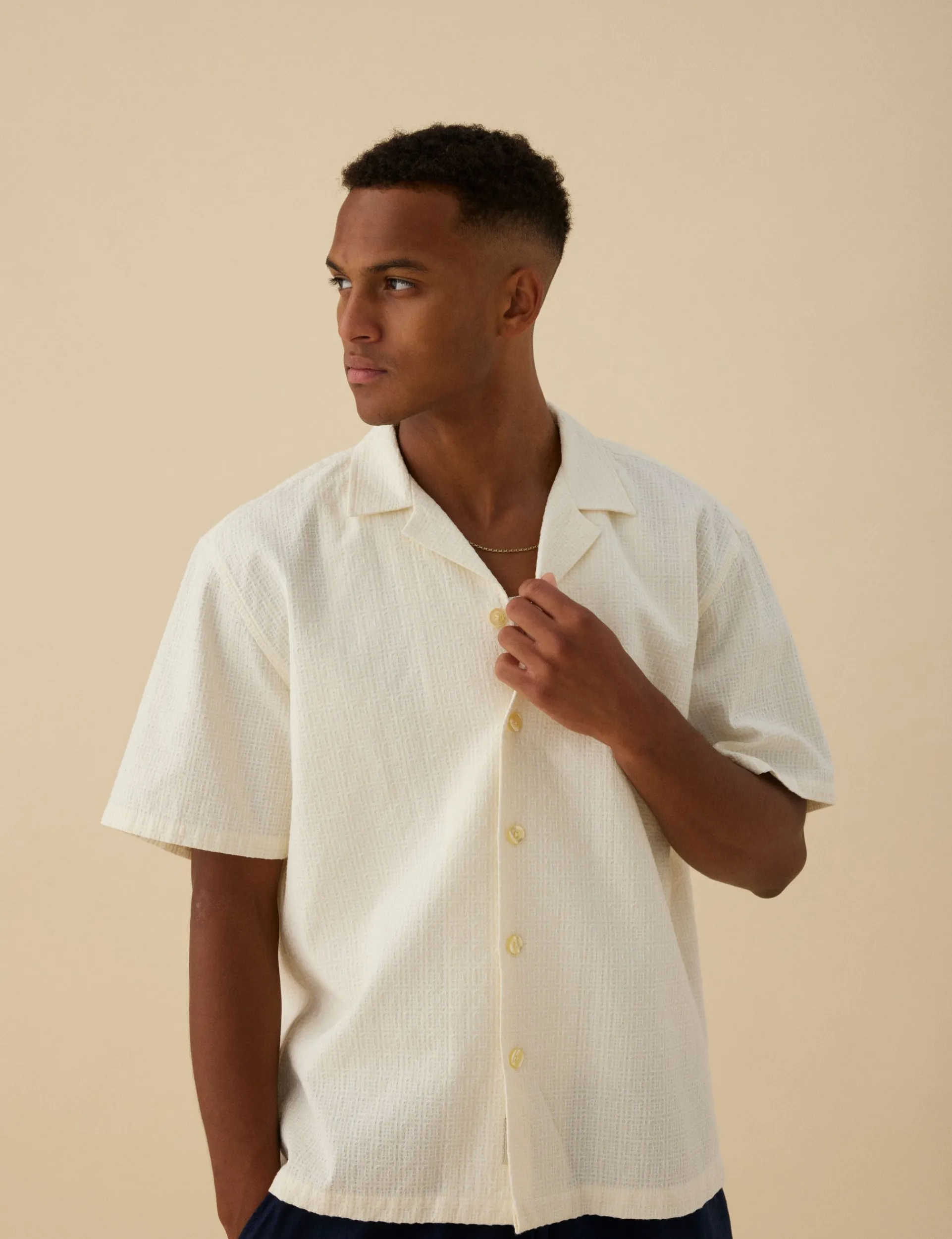 Men Forét Shirts-Peer Ss Shirt-Cloud