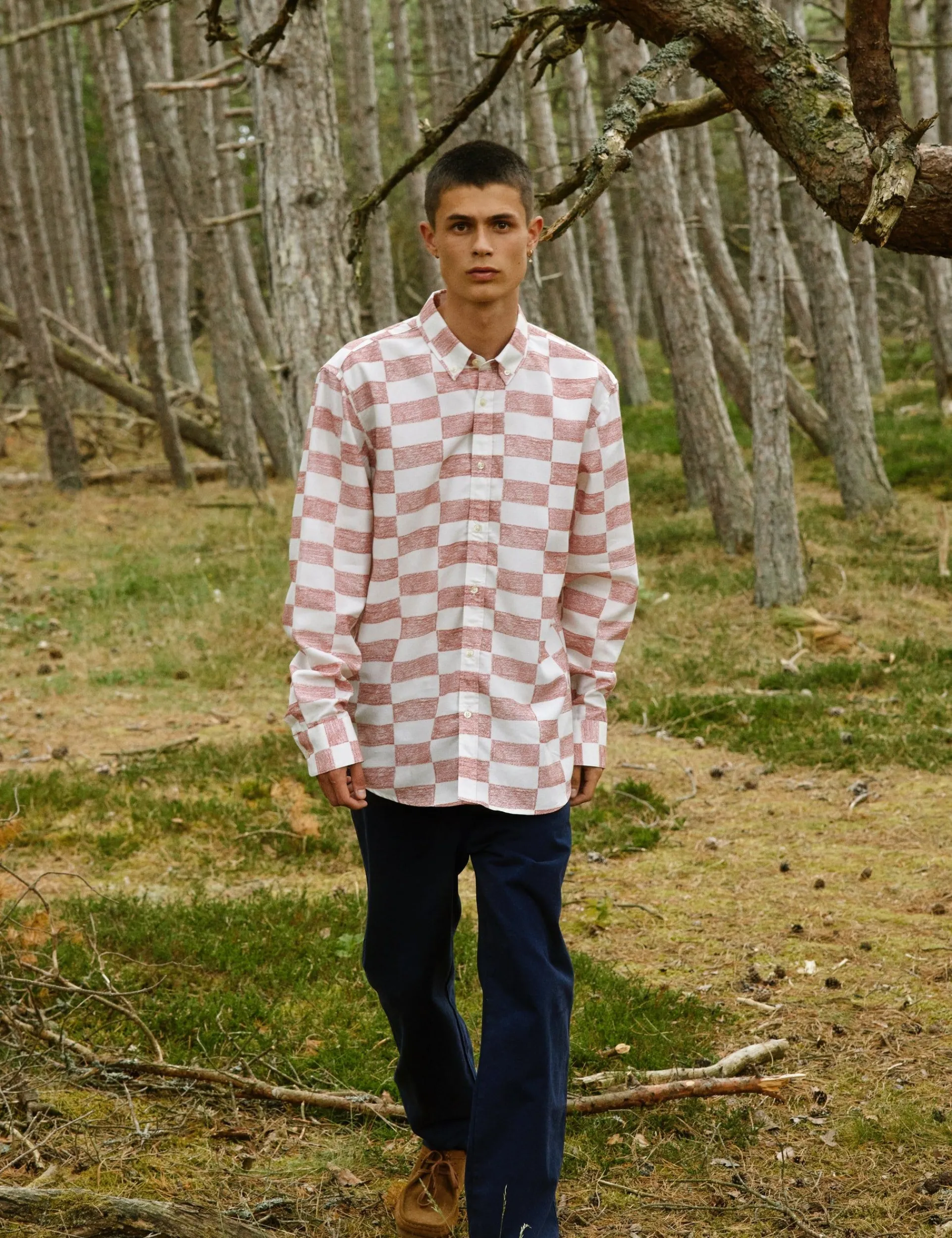 Men Forét Shirts-Port Tencel Ripstop Shirt-Brick Print
