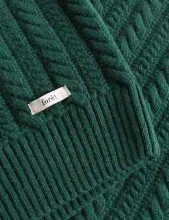 Men Forét Vests-Rain Cable Wool Vest-Dark Green