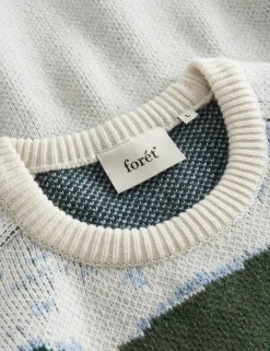 Men Forét Sweatshirts-River Jacquard Wool Knit-Cloud