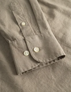 Men Forét Shirts-Serene Linen Shirt-Taupe