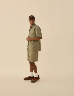 Men Forét Shorts-Serene Linen Shorts-Dusty Olive