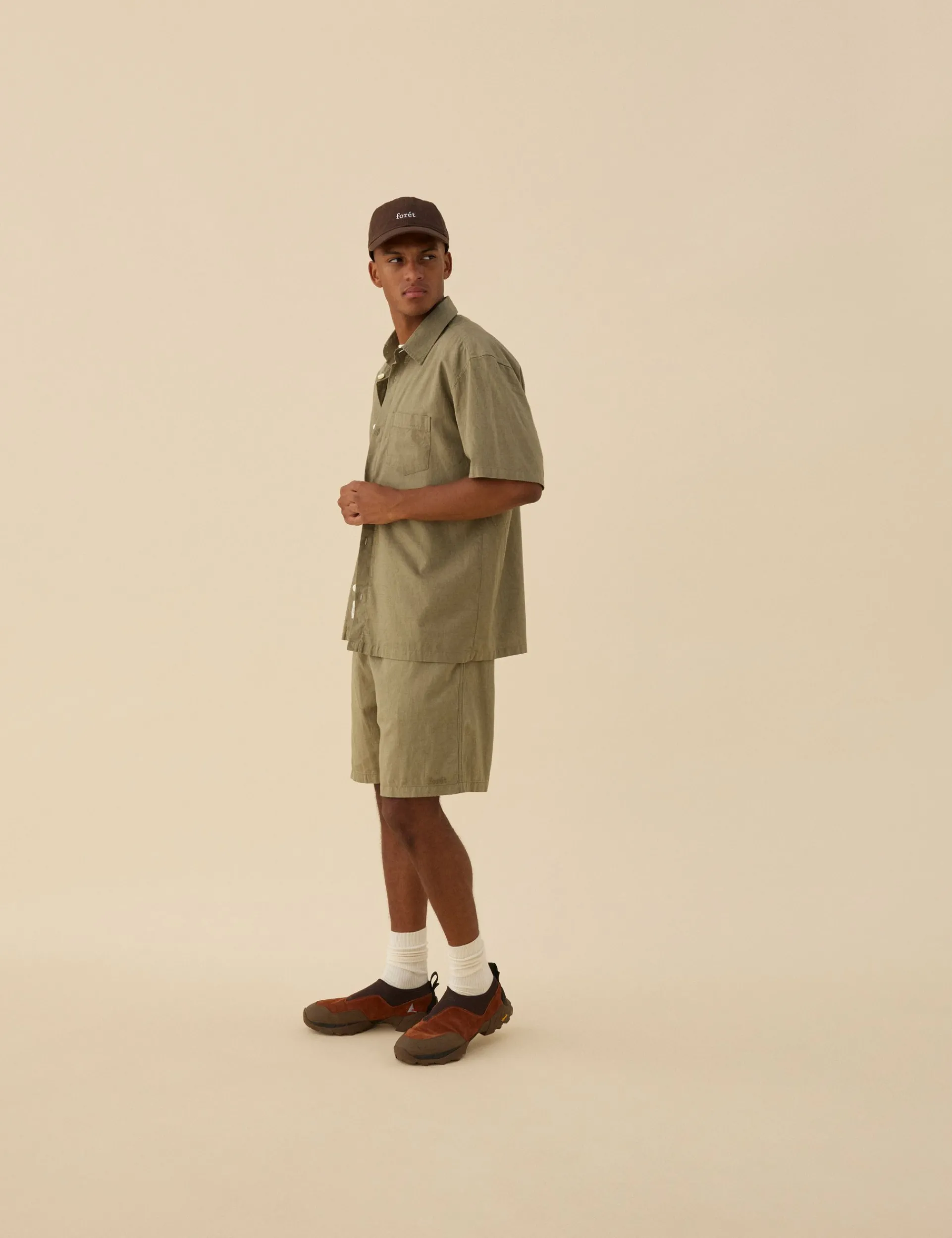 Men Forét Shorts-Serene Linen Shorts-Dusty Olive