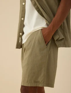Men Forét Shorts-Serene Linen Shorts-Dusty Olive