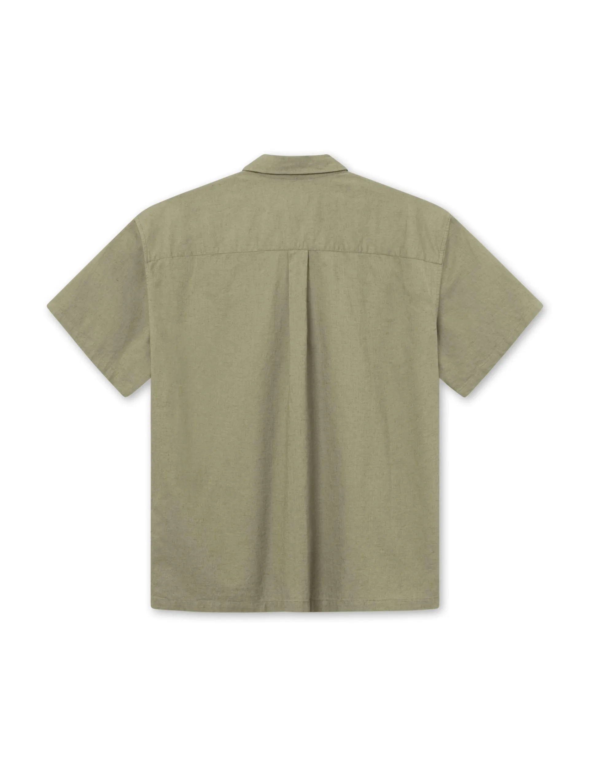 Men Forét Shirts-Serene Linen Ss Shirt-Dusty Olive