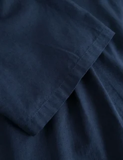 Men Forét Shirts-Serene Linen Ss Shirt-Navy