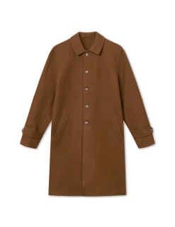 Men Forét Jackets-Shelter Wool Long Coat-Brown