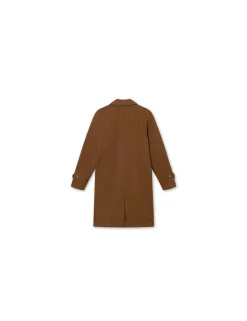 Men Forét Jackets-Shelter Wool Long Coat-Brown
