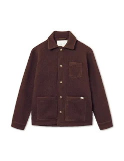 Men Forét Jackets-Stay Wool Overshirt-Deep Brown