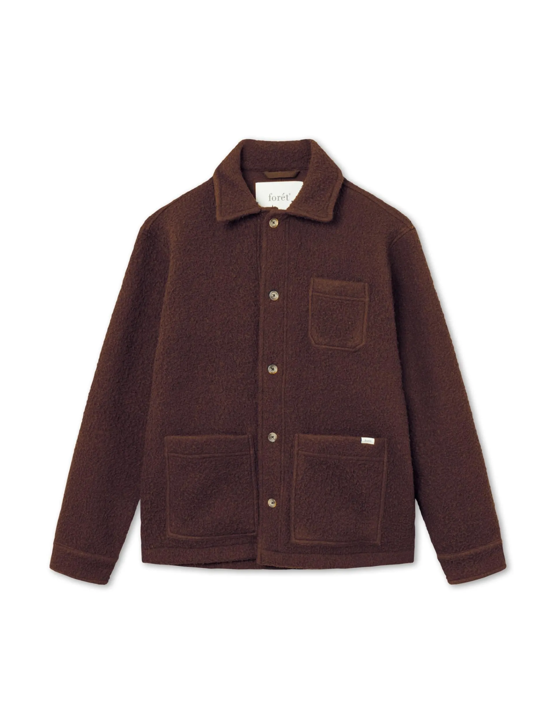Men Forét Shirts-Stay Wool Overshirt-Deep Brown