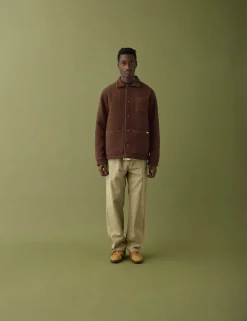Men Forét Shirts-Stay Wool Overshirt-Deep Brown