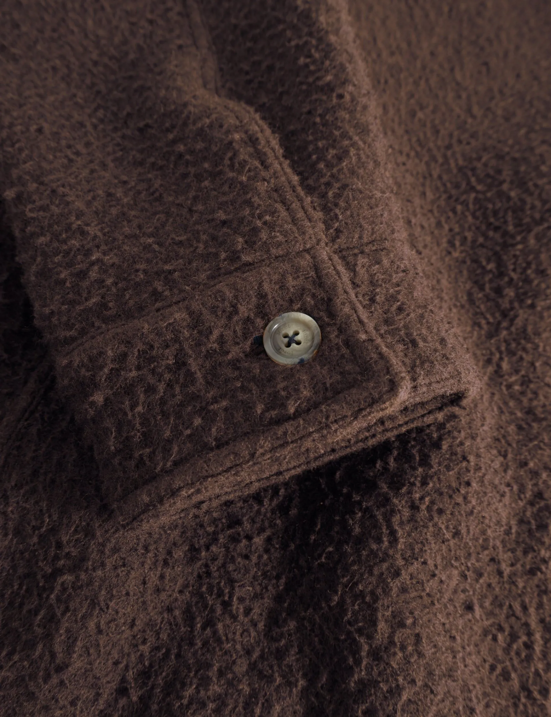 Men Forét Shirts-Stay Wool Overshirt-Deep Brown