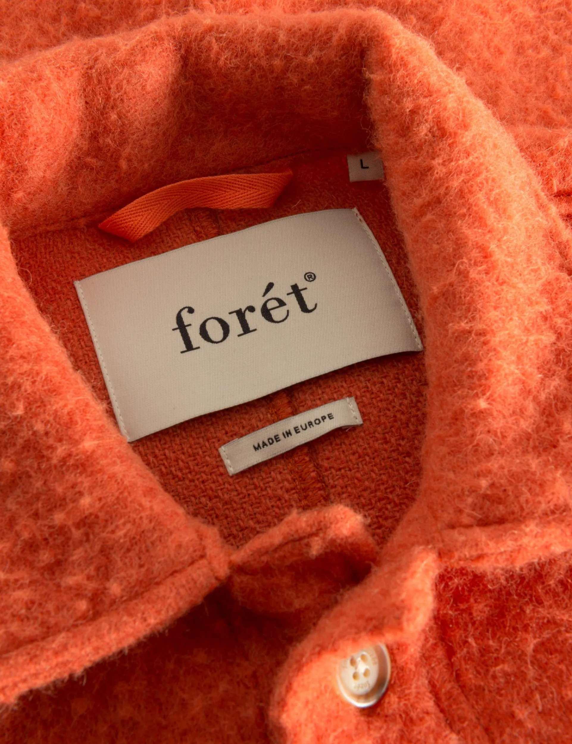 Men Forét Overshirts-Stay Wool Overshirt-Mandarine