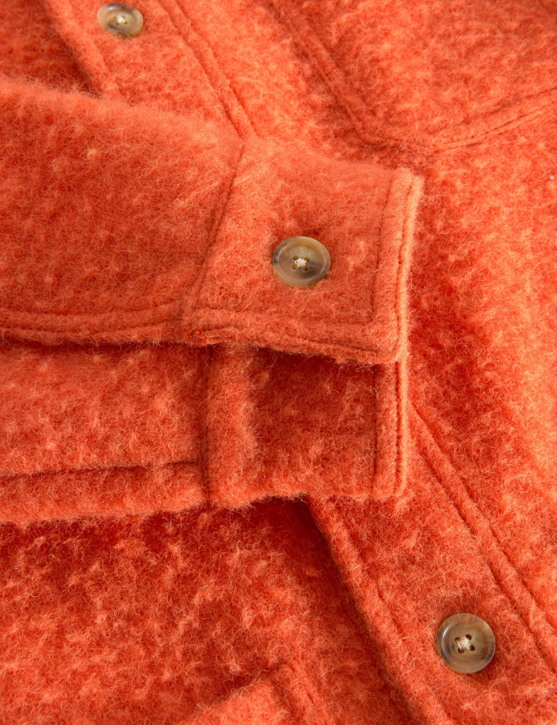 Men Forét Overshirts-Stay Wool Overshirt-Mandarine