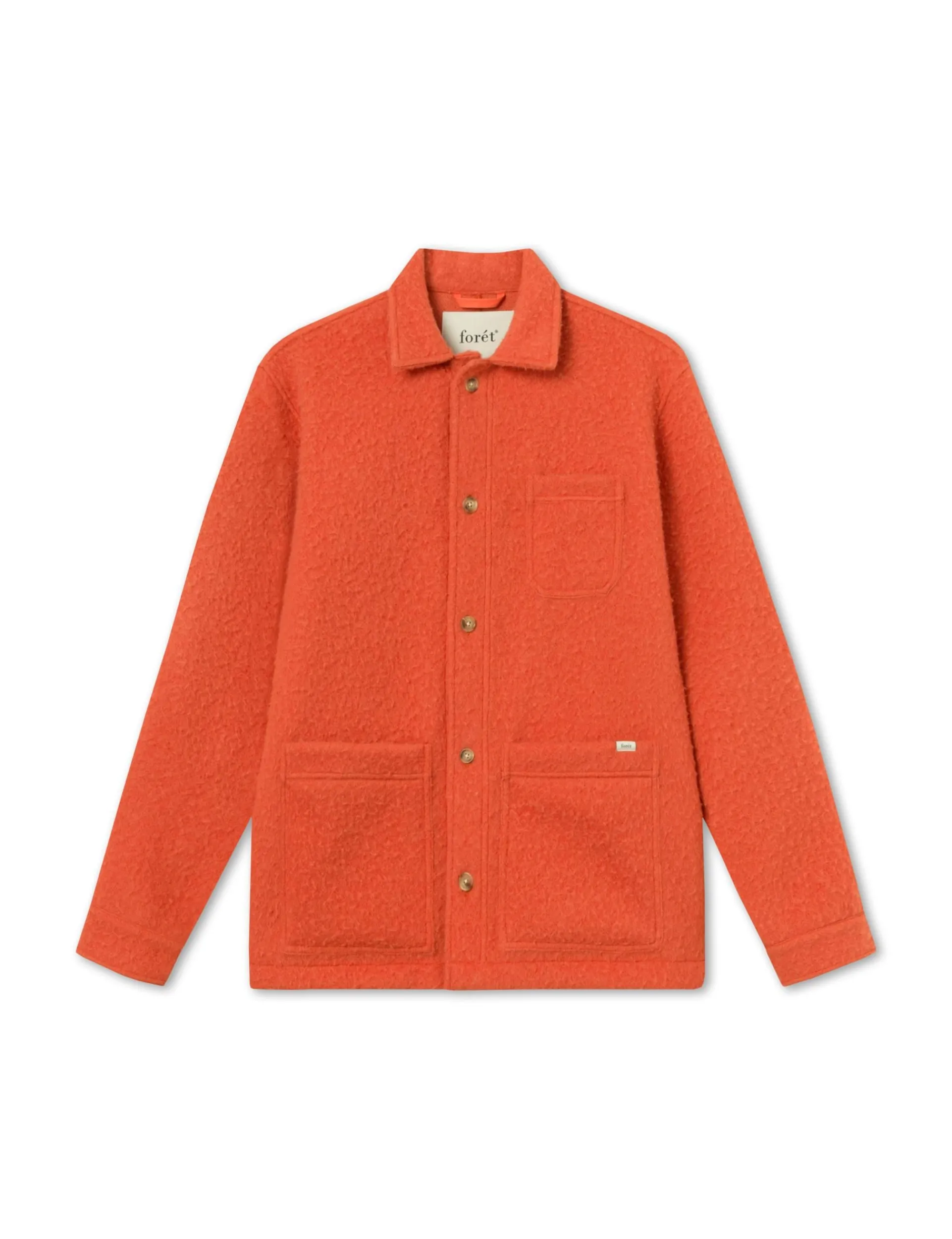 Men Forét Shirts-Stay Wool Overshirt-Mandarine