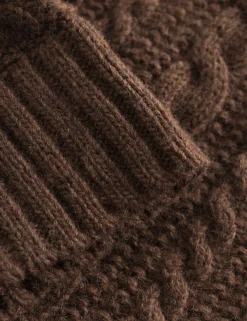 Men Forét Beanies-Top Cable Beanie-Brown