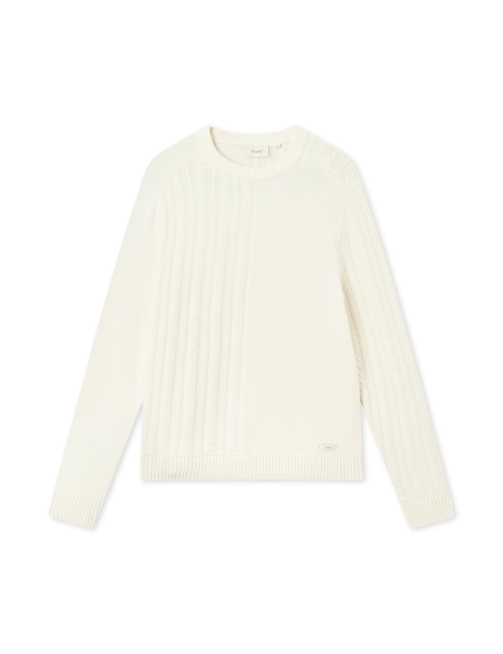 Men Forét Knitwear-Tundra Wool Cable Knit-Cloud