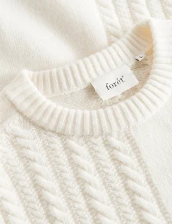 Men Forét Knitwear-Tundra Wool Cable Knit-Cloud