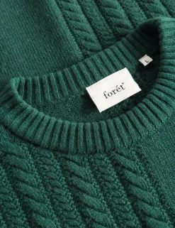 Men Forét Sweatshirts-Tundra Wool Cable Knit-Dark Green
