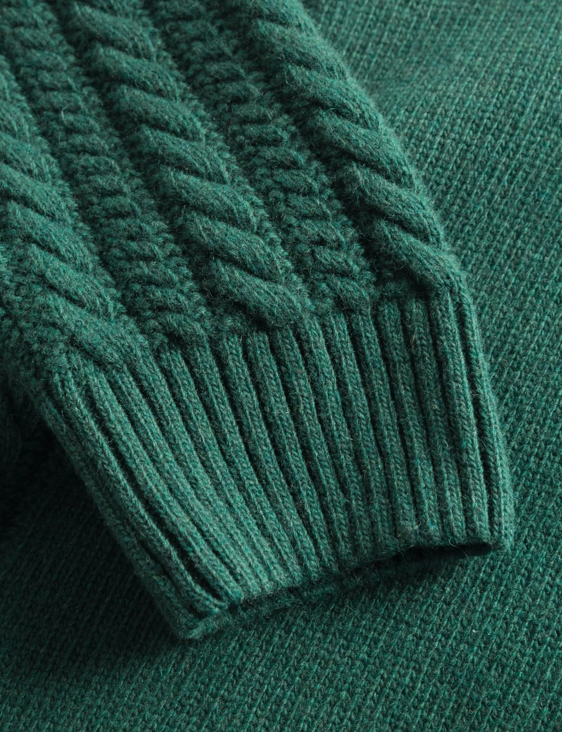 Men Forét Sweatshirts-Tundra Wool Cable Knit-Dark Green