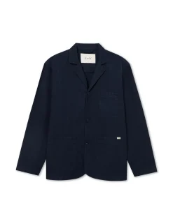 Men Forét Overshirts-Valley Unconstructed Blazer-Navy