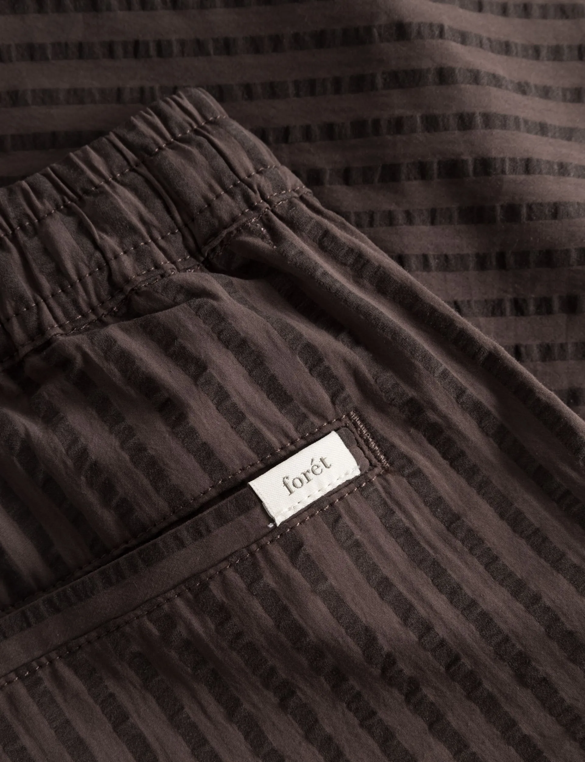 Men Forét Shorts-Vole Seersucker Shorts-Deep Brown