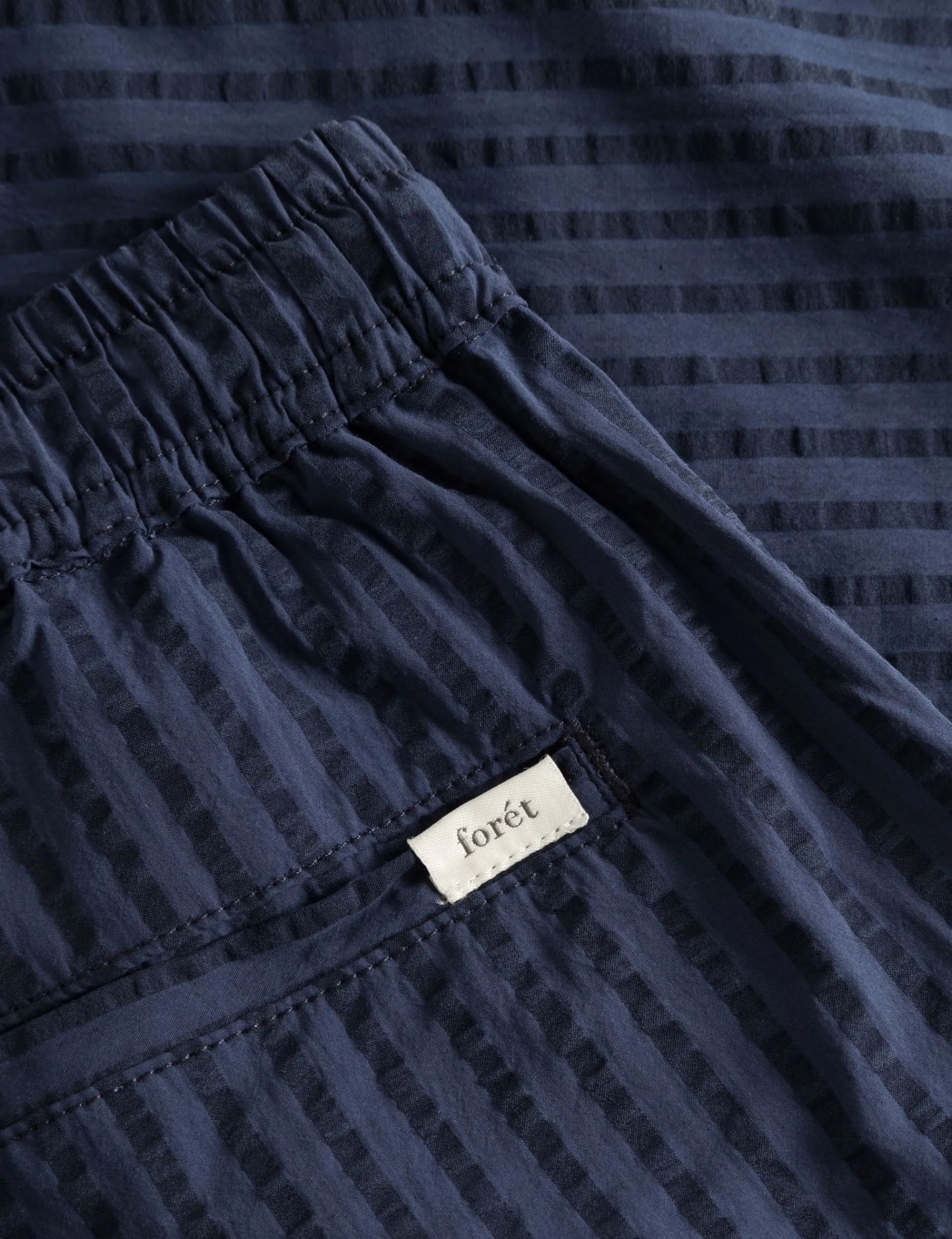 Men Forét Shorts-Vole Seersucker Shorts-Navy